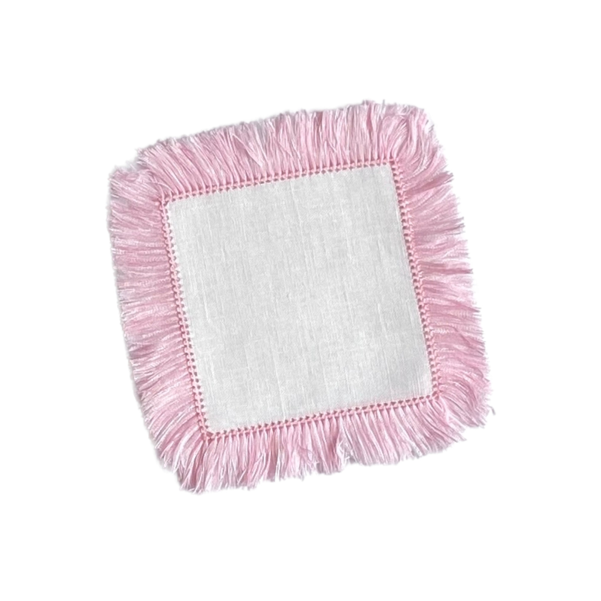 Peony Pink Fringe Linen Cocktail Napkin