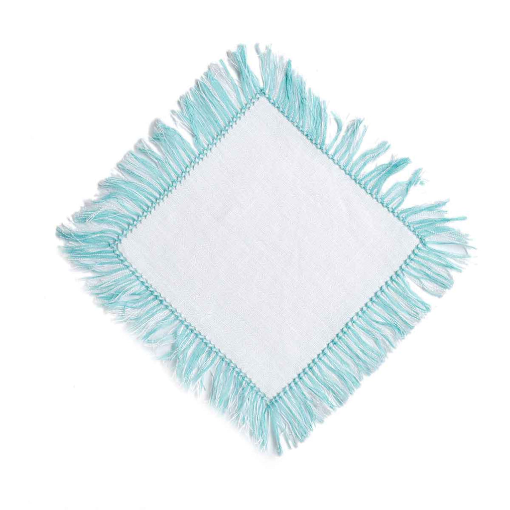 Robin’s Egg Turquoise Fringe Linen Cocktail Napkin