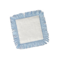 Gingham Blue Fringe Linen Cocktail Napkin