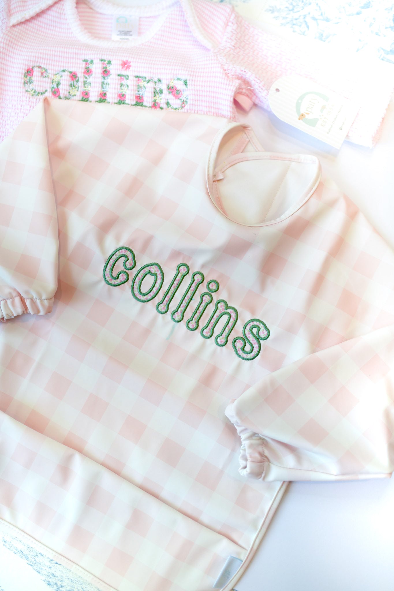 Catch All Bib Pink Gingham
