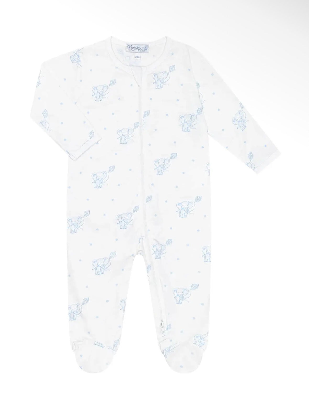 Blue Elephant Zipper Footie
