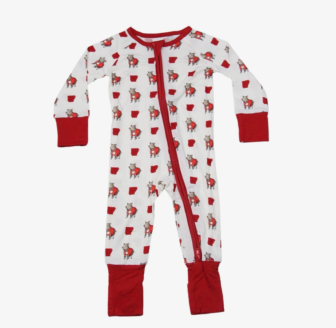Arkansas Shape Wild Boar Unisex Kids Pajamas Footie
