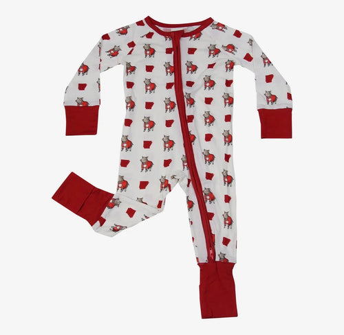 Arkansas Shape Wild Boar Unisex Kids Pajamas Footie