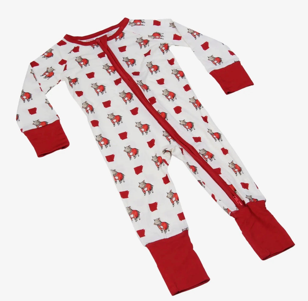 Arkansas Shape Wild Boar Unisex Kids Pajamas Footie