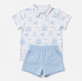 Garden District Toile Blue Classic Polo Set