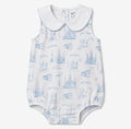 Garden District Toile Blue Sleeveless Peter Pan Bubble