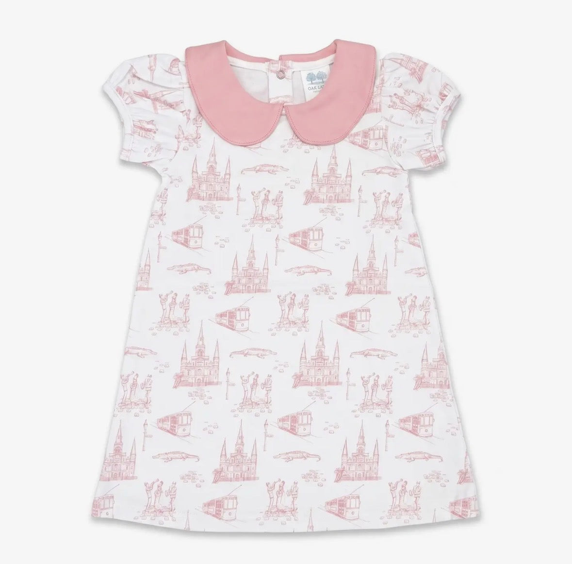 Garden District Toile Pink Peter Pan Puff Dress
