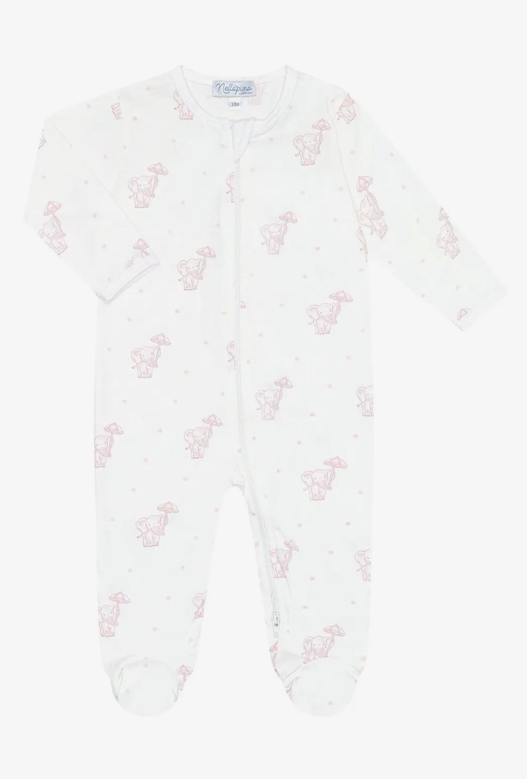 Pink Elephant Zipper Footie