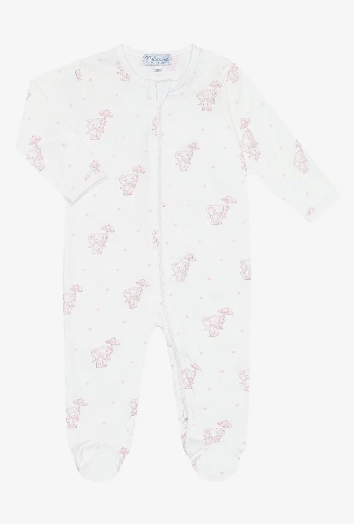 Pink Elephant Zipper Footie